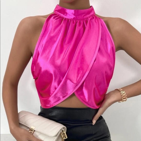 NWOT Pink Satin Top - Picture 2 of 4